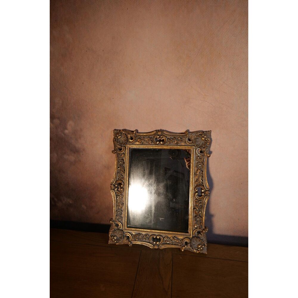 Ornate Vintage Gold-Tone Decorative Wall Mirror Floral Baroque Style